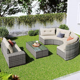 Quarte 8-Pieces Outdoor Wicker Round Sofa Set - Photo 2
