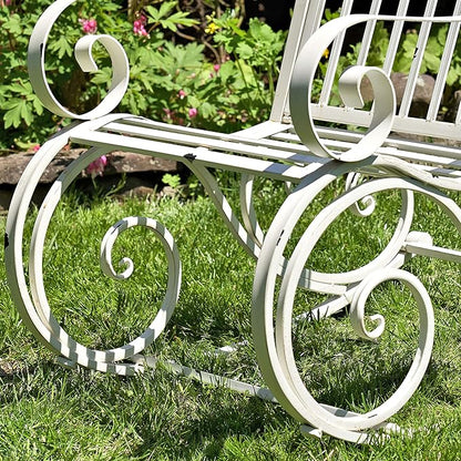 Zaer Ltd. Outdoor Metal Rocking Arm Chair/Bench (Arm Chair, Antique White)