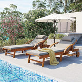 LUMISOL Acacia Wood Chaise Lounge Chair Set of 2, Patio Outdoor Chaise Lounge with Cushions, Adjustable Backrest - Photo 1