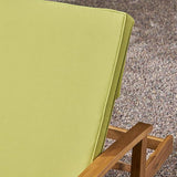 GDFStudio Samantha Double Chaise Lounge for Yard and Patio, Acacia Wood Frame, Teak Finish with Green Cushions, (307567) - Photo 7