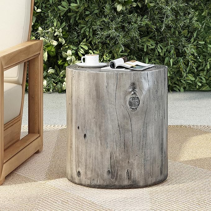 Christopher Knight Home Pawn 17" H MGO Outdoor Side Table with Tree-Stump Design - Photo 4