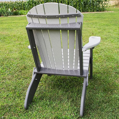 Furniture Barn USA Poly Folding Adirondack Chair, Light Gray and Gray