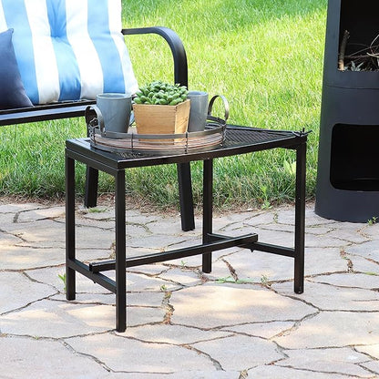 Sunnydaze Mesh Outdoor Curved Bench - Metal Patio Bench Set - Heavy-Duty Outdoor Seats for Backyard or Fire Pit - Black - Set of 2