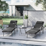 Kurapika Patio Chaise Lounge Set 3 Pieces Outdoor Lounge Chair, Rattan Reclining Chair Adjustable Backrest - Photo 8