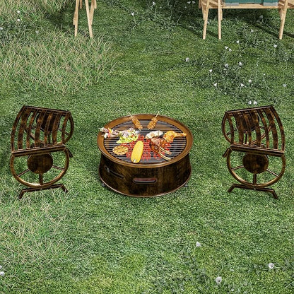 Outdoor Bench Patio Outdoor Garden Bench with Built-in Table, Wagon Wheel Arms, 3 People Outdoor Bench Garden Bench Front Porch Furniture (Bronze-22.83inch-2Pieces)