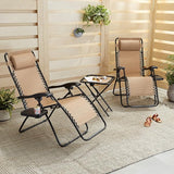 Amazon Basics Outdoor Textilene Adjustable Zero Gravity Folding Reclining Lounge Chair Set with Cup Holder, Side Table - Photo 2