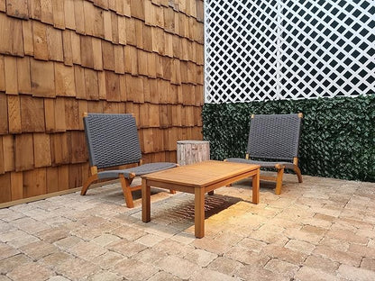 Pura Vida Modern Outdoor Lounge Chair - Comfortable Reclining Design with Woven Web Seat, Durable Wood Construction - Ideal for Porch, Patio, Lawn, Garden - Charcoal Gray