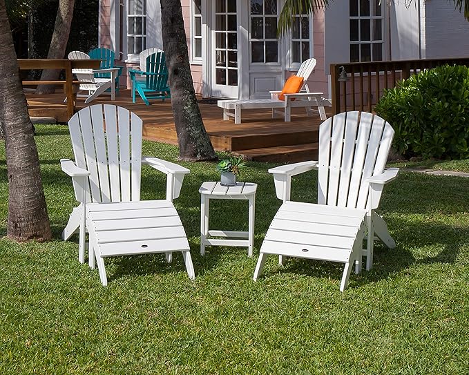 POLYWOOD South Beach 5-Piece Adirondack Chair Set with Side Table & Ottomans