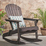 Christopher Knight Home Malibu Outdoor Acacia Wood Adirondack Rocking Chair, Dark Grey - Photo 2