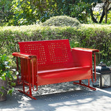 Crosley Furniture Bates Retro Metal Outdoor Loveseat Glider, 2-Person Rocking Patio Bench for Porch, Deck - Photo 2