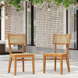 Christopher Knight Home Neeko Acacia Wood Patio Dining Chairs Set of 2, Wooden Outdoor Kitchen Side Chair - Photo 1