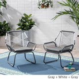 Christopher Knight Home Lydia Outdoor Wicker Club Chair (Set of 2), Gray/White/Gray - Photo 4