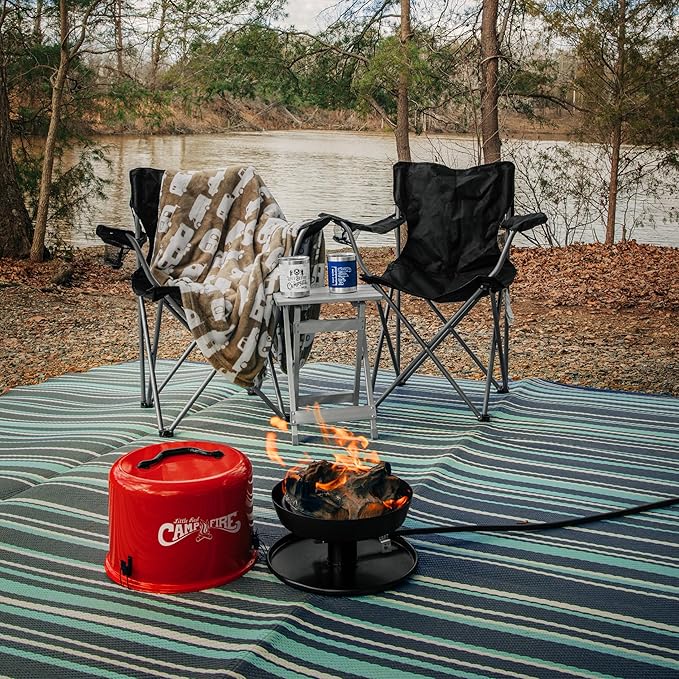 Camco Aluminum Small Outdoor Side Table - Folding Camping Table Supports Up to 130lb - Features Durable Aluminum Construction - Collapses for Easy RV Storage - (51890)