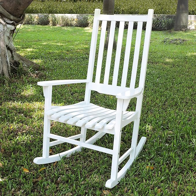 White Porch Rocker/Rocking Chair Acacia Wood